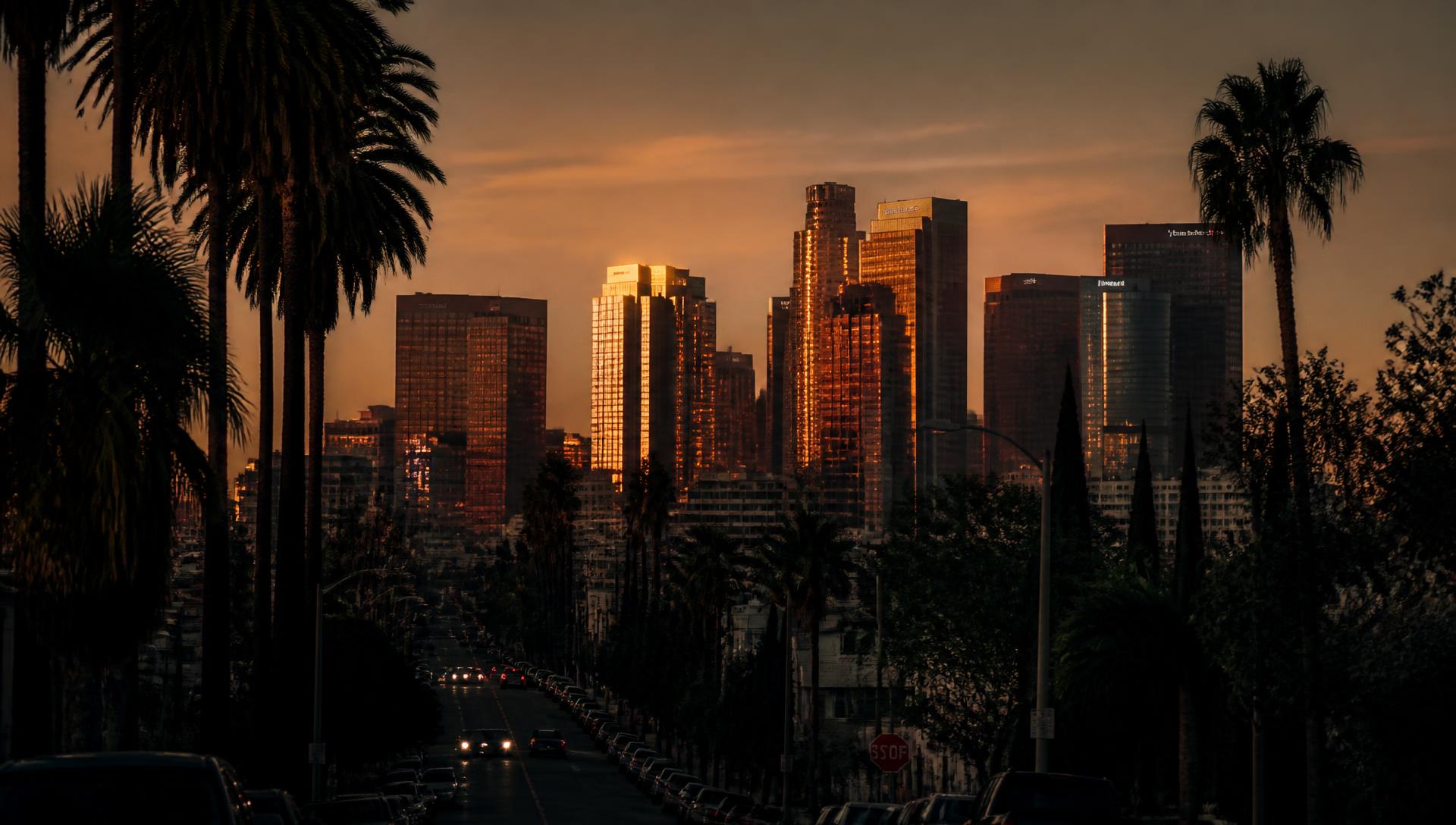 Downtown Los Angeles skyline at dusk